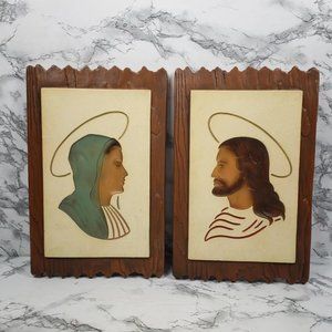 Angeli Artcraft Mary Jesus Reverse Relief Wall Art Vintage